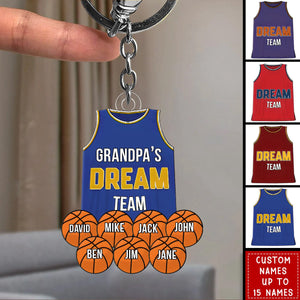 Daddy's Dream Team Basketball - Personalized Acrylic Keychain