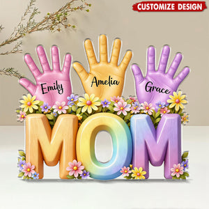 Personalized Hand Print  Acrylic Plaque -Gift For Mom Wife