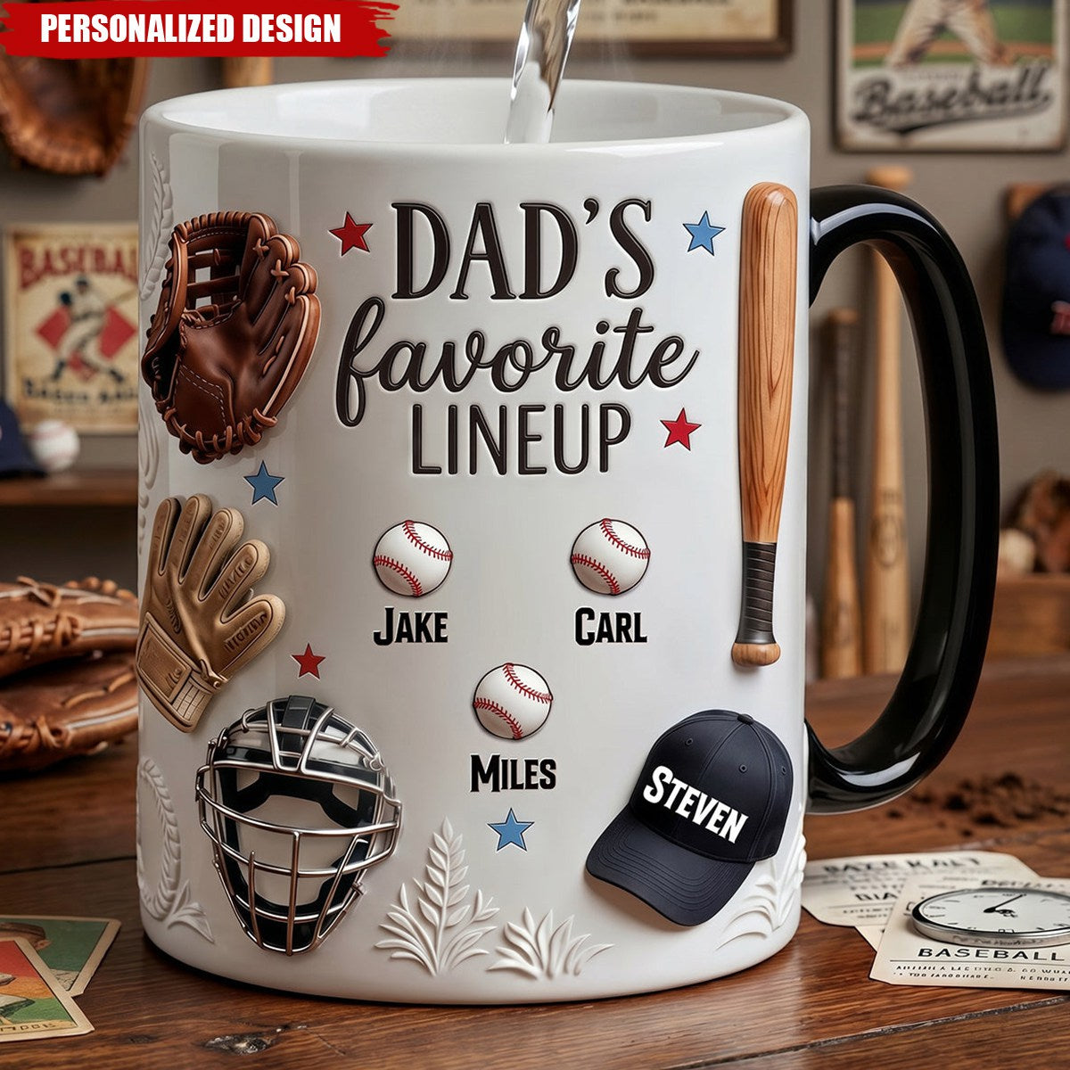 Personalized Baseball Dad Coffee Mug-Gifts For Dad