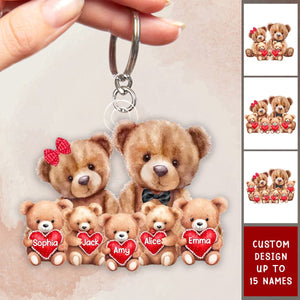 Bear Family Personalized Acrylic Keychain