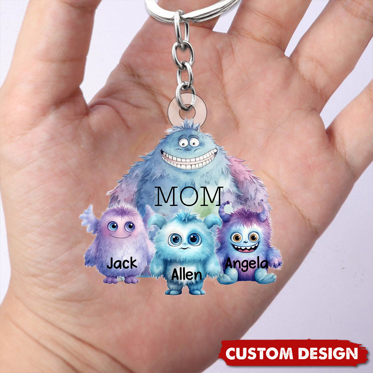 Monster Nana/Mama With Little Kids Personalized Keychain