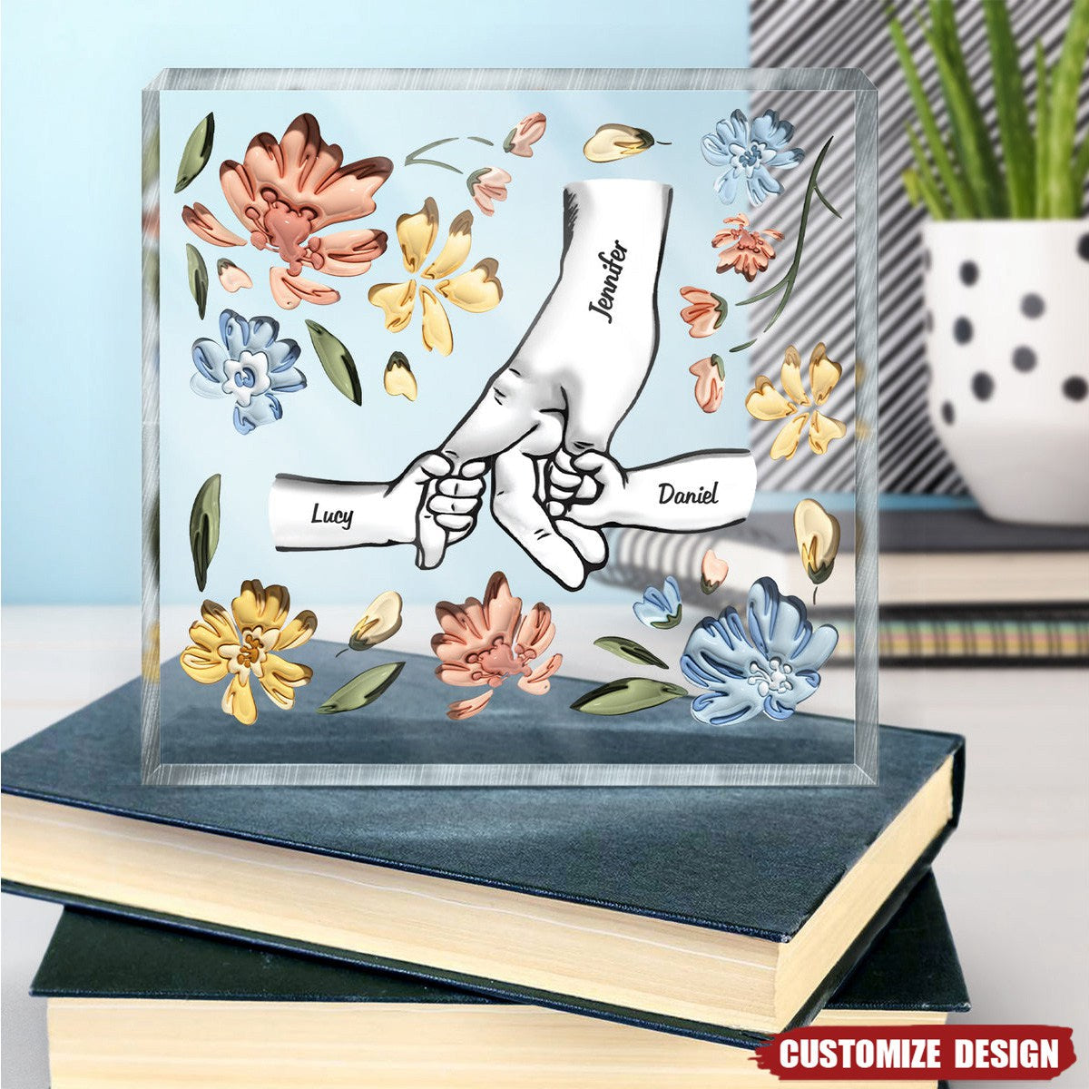 Hand In Hand, I Will Always Protect You - Gift For Mom, Grandma - Personalized Square Shaped Acrylic Plaque