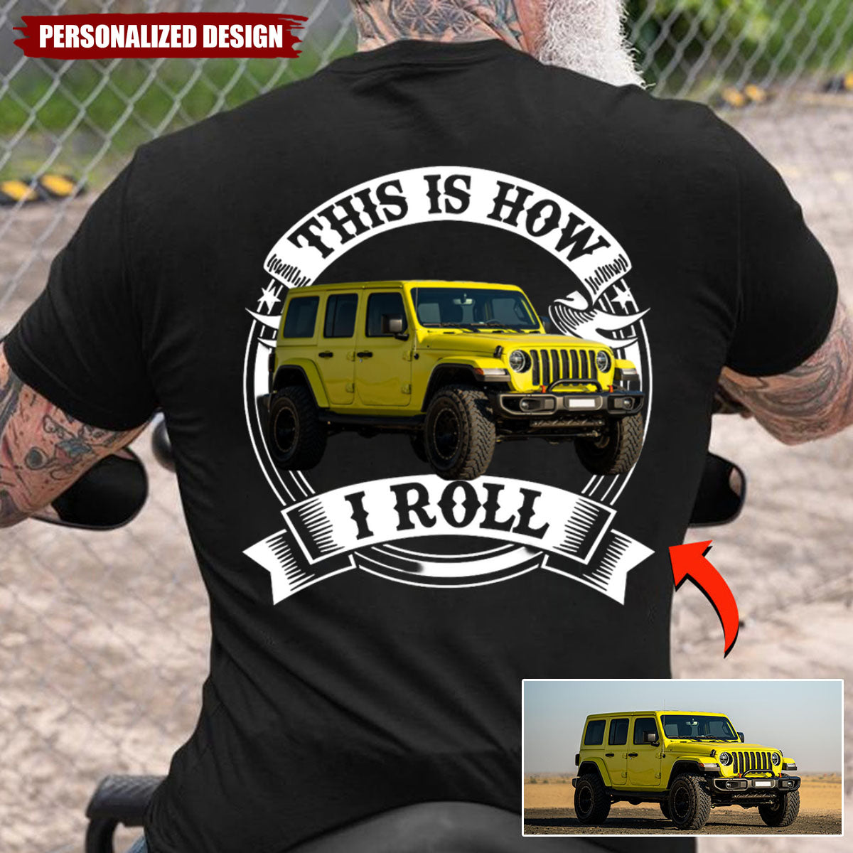 Personalized Upload Vehicle Photo Print Back T-Shirt-Gift For Car Lover