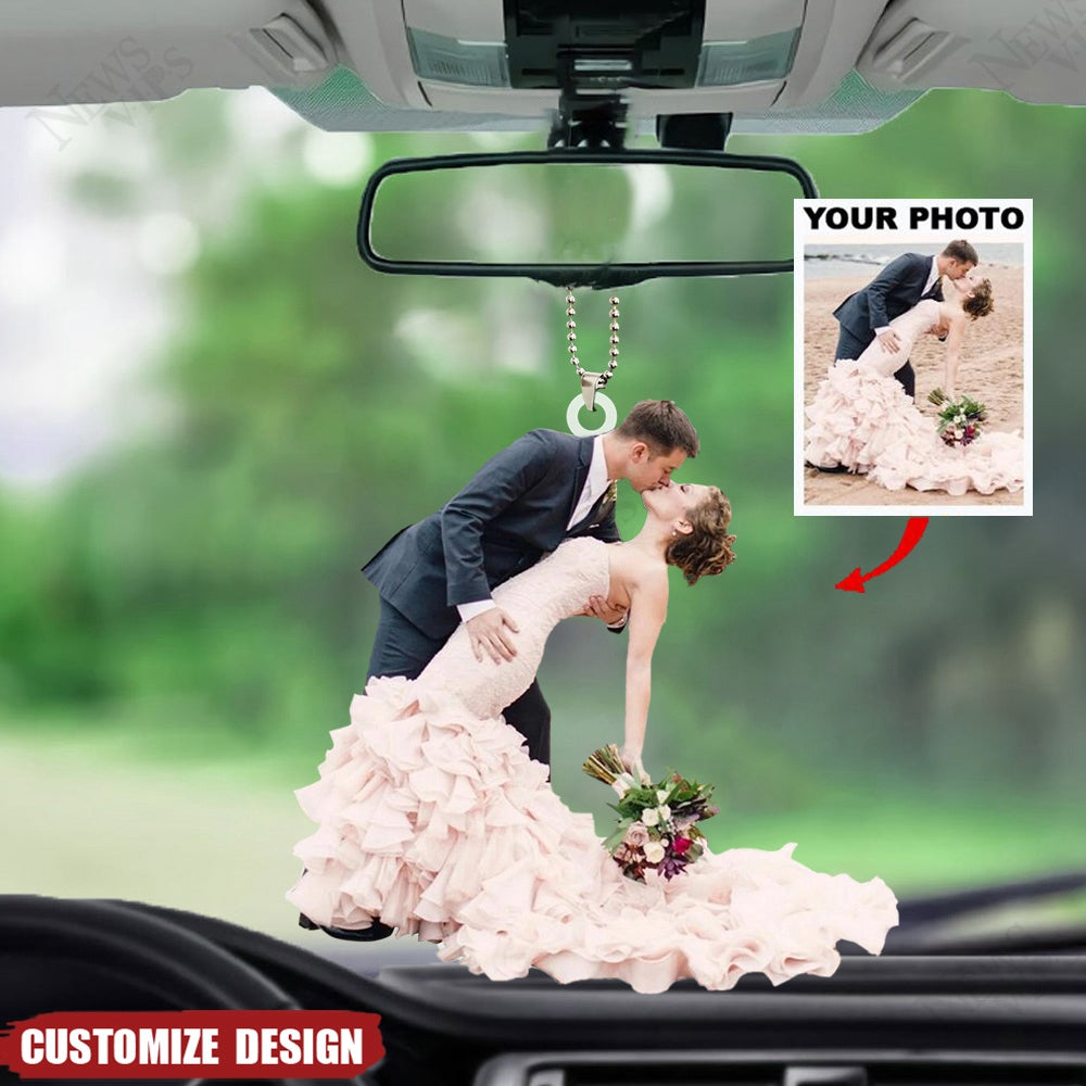 Happy Valentine‘s Day-Personalized Couple Upload Photo Hanging Ornament