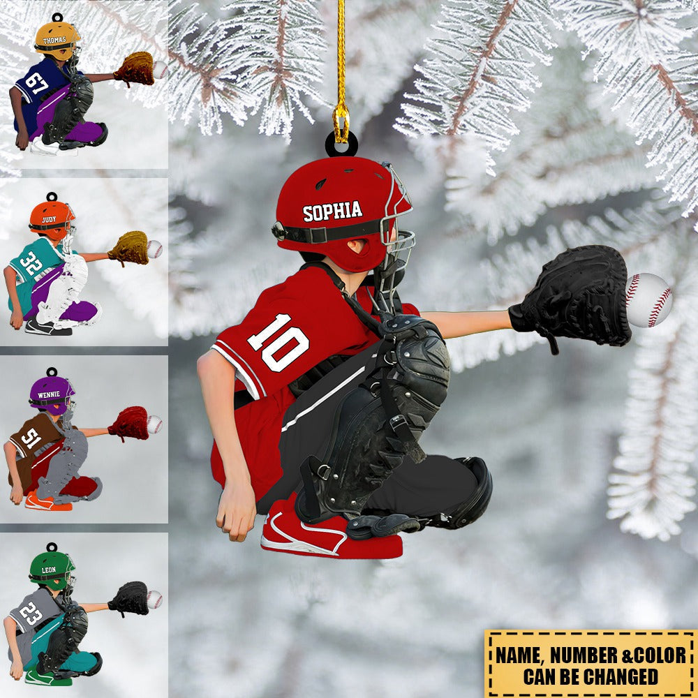 Personalized Baseball Kid Acrylic Ornament - Gift For Baseball Lovers