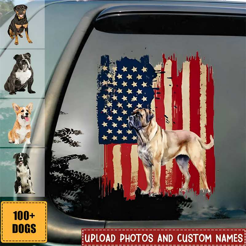 Personalized dog flag printed decal  - gift for dog lovers