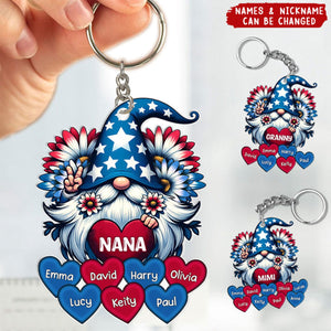 4th of July Nana Auntie Mom Little Sweet Heart Kids Personalized Keychain
