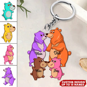 Personalized Grandparents/Parents Bear WIth Little Kids Acrylic Keychain