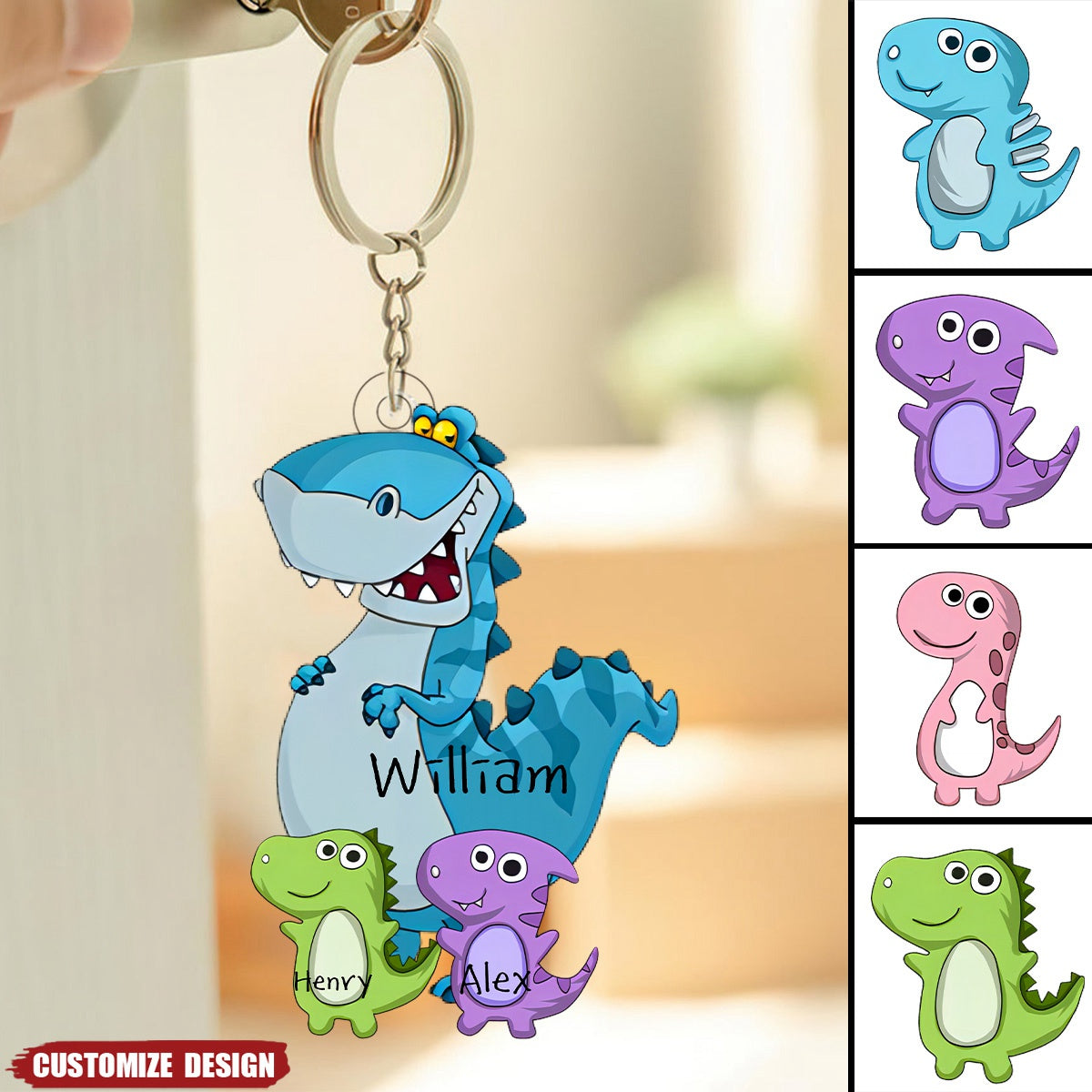 Dad/Grandpasaurus With Kids Personalized Keychain