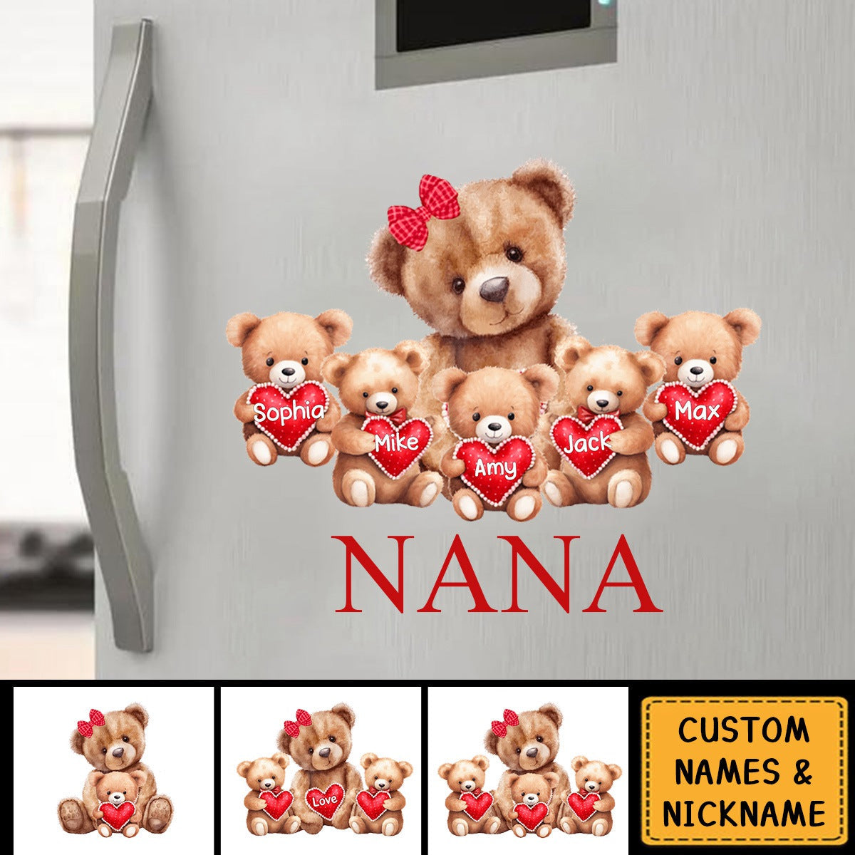Mama Bear With Cute Little Bear Kids Personalized Decal Gift For Mom/ Grandma
