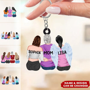 Personalized Mother & Daughter Sitting Together Acrylic Keychain