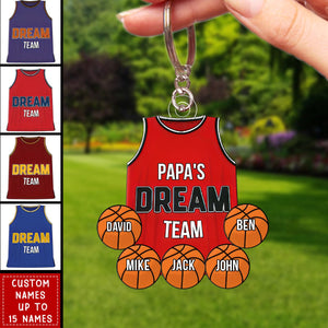Daddy's Dream Team Basketball - Personalized Acrylic Keychain