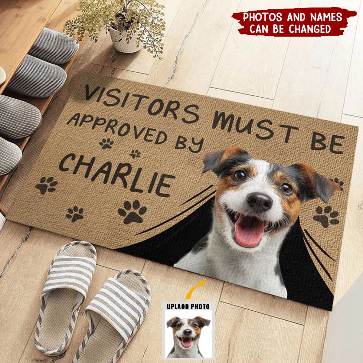 Custom Photo Visitors Must Be Approved By This Dog - Dog & Cat Personalized Custom Home Decor Decorative Mat