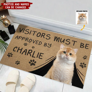 Custom Photo Visitors Must Be Approved By This Dog - Dog & Cat Personalized Custom Home Decor Decorative Mat