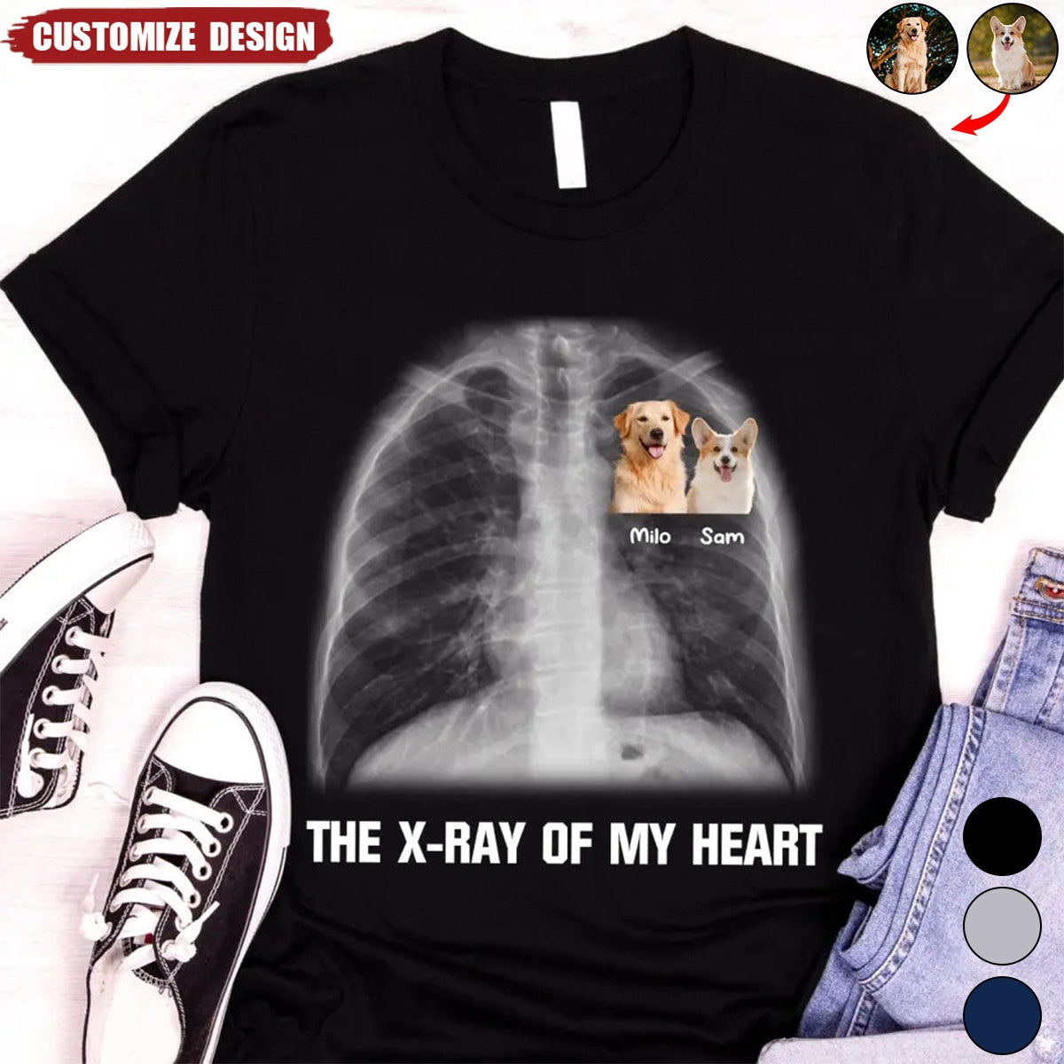 The X-ray Of My Heart Personalized T-Shirt, Gift For Dog Love
