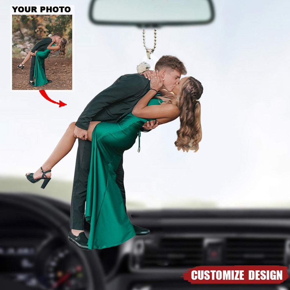 Happy Valentine‘s Day-Personalized Couple Upload Photo Hanging Ornament