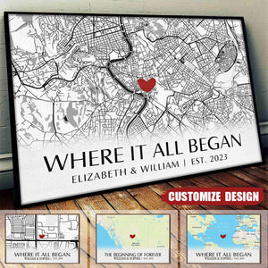 Where It All Began - Couple Personalized Custom Horizontal Poster - Gift For Husband Wife, Anniversary