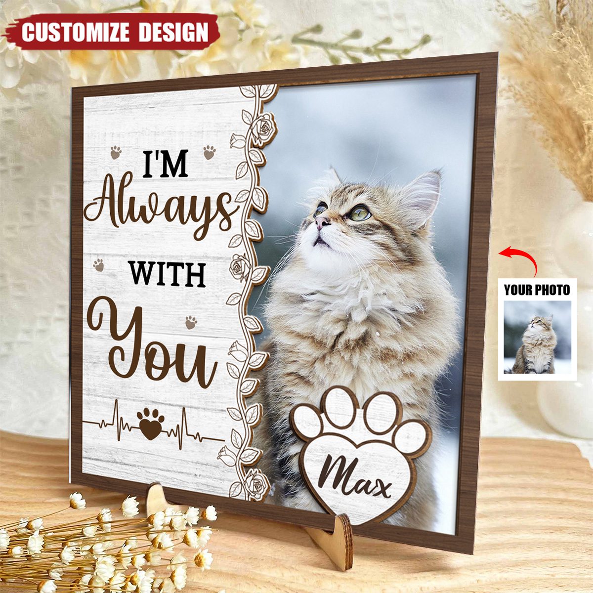 Missing You Is A Heartache - Personalized Wooden Photo Plaque