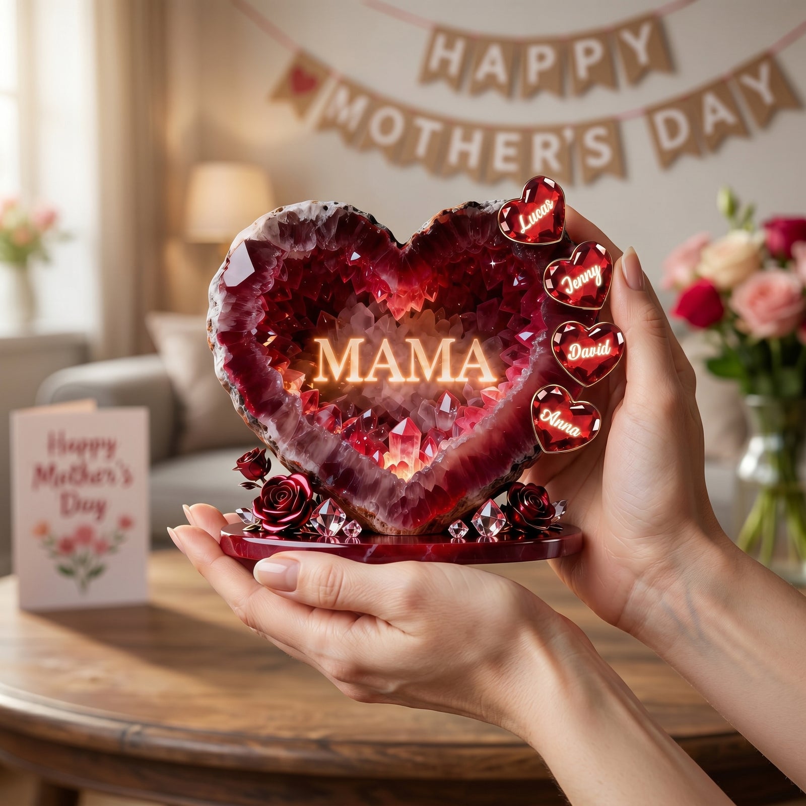 Personalized Heart-shaped acrylic plaque-gift for mom