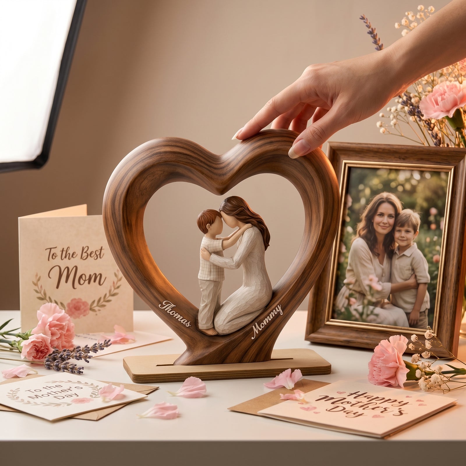 Mom and Daughter/Son-Personalized Wooden Plaque-Mother's Day Gift for Mom, Wife