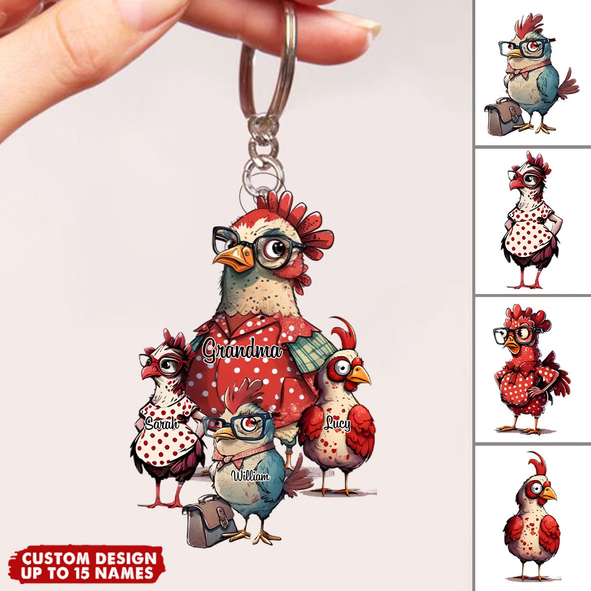 Personalized Nana/Mom Hen WIth Little Kids Acrylic Keychain-Gift For Mother's day
