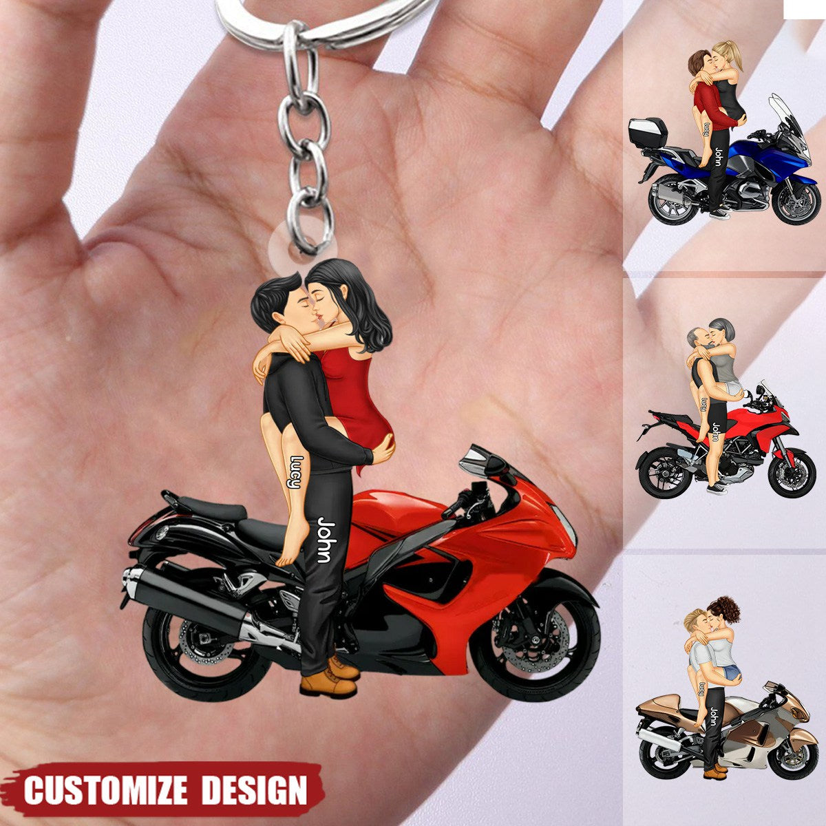 Customizable Couple Keychains New Release - Personalized Motorcycle Couple Keychain - gousvip