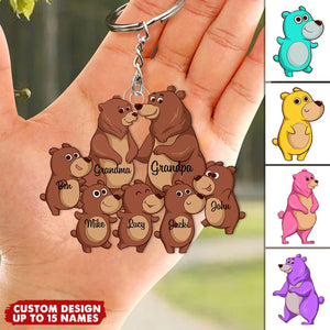 Personalized Grandparents/Parents Bear WIth Little Kids Acrylic Keychain