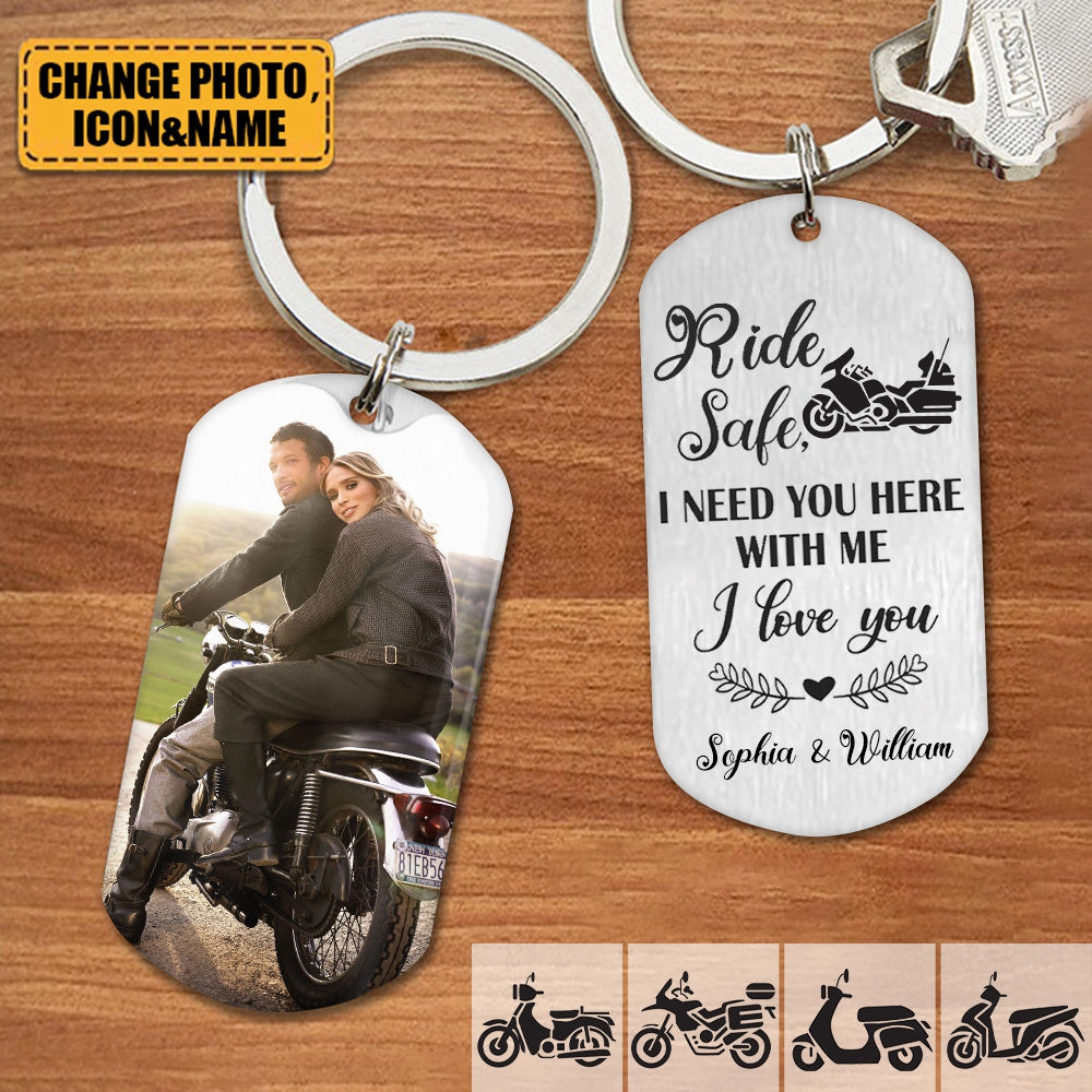 Ride Safe - Personalized Photo Keychain - Gift For Beloved One