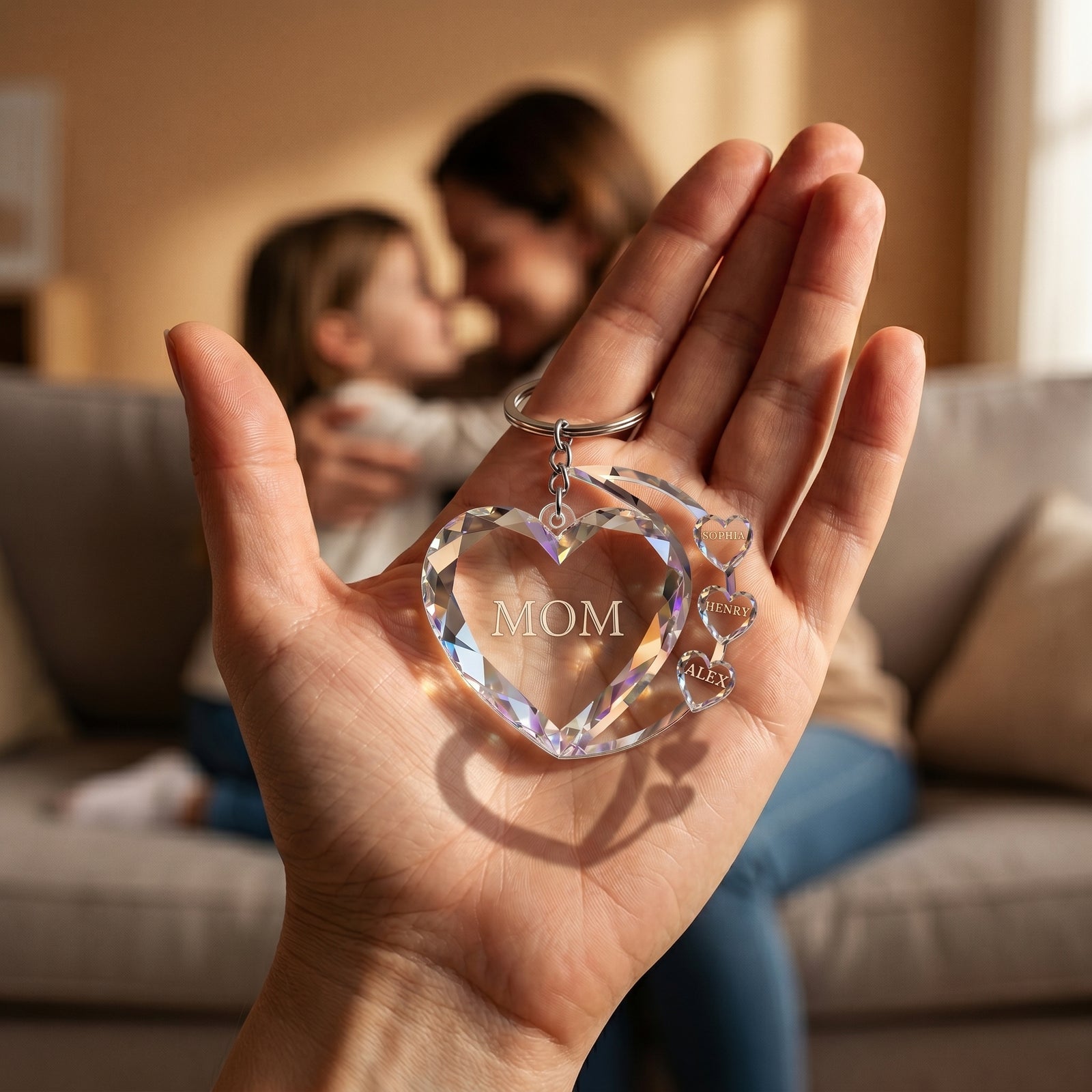 Sparkling Hearts-Personalized Transparent Keychain