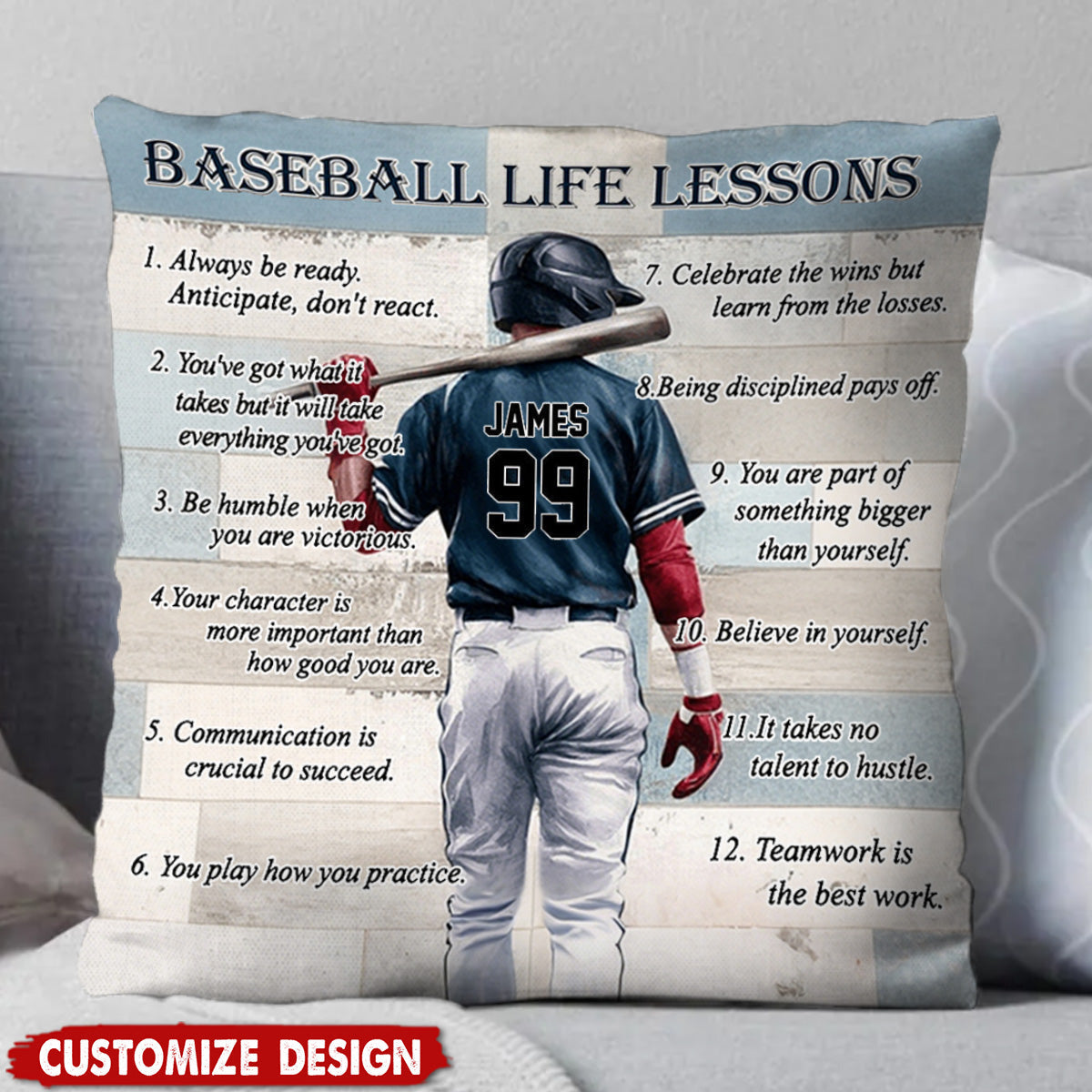Baseball Life Lessons -Personalized Pillow - Gift For Baseball Lover