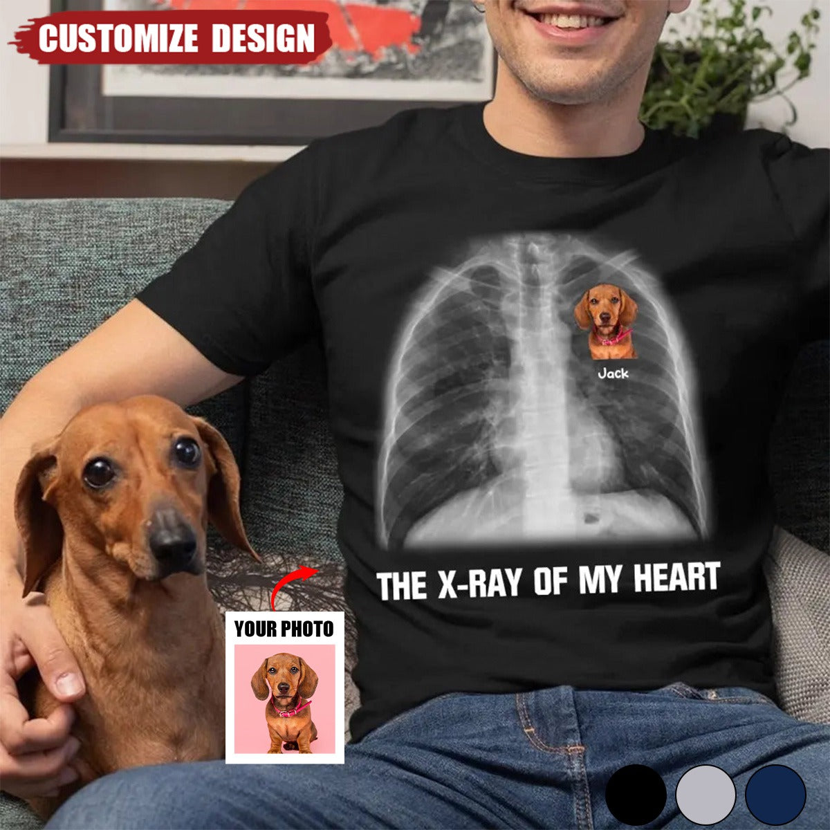 The X-ray Of My Heart Personalized T-Shirt, Gift For Dog Love