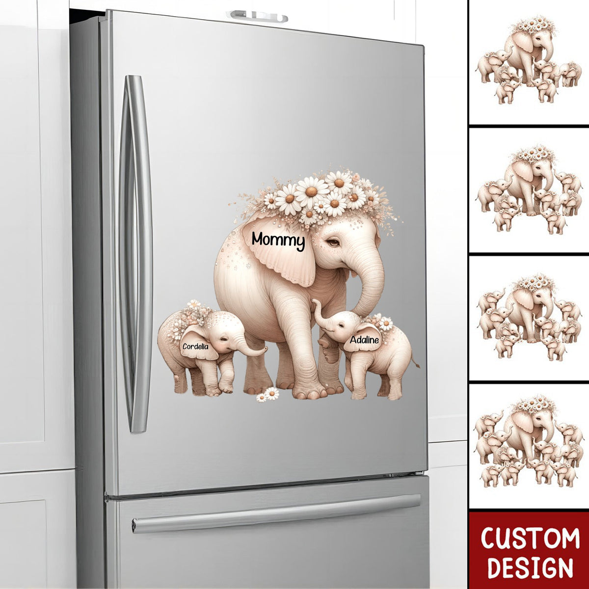 Mama/Nana Elephant With Little Kids Personalized Decal/Sticker - Mother's Day Gift