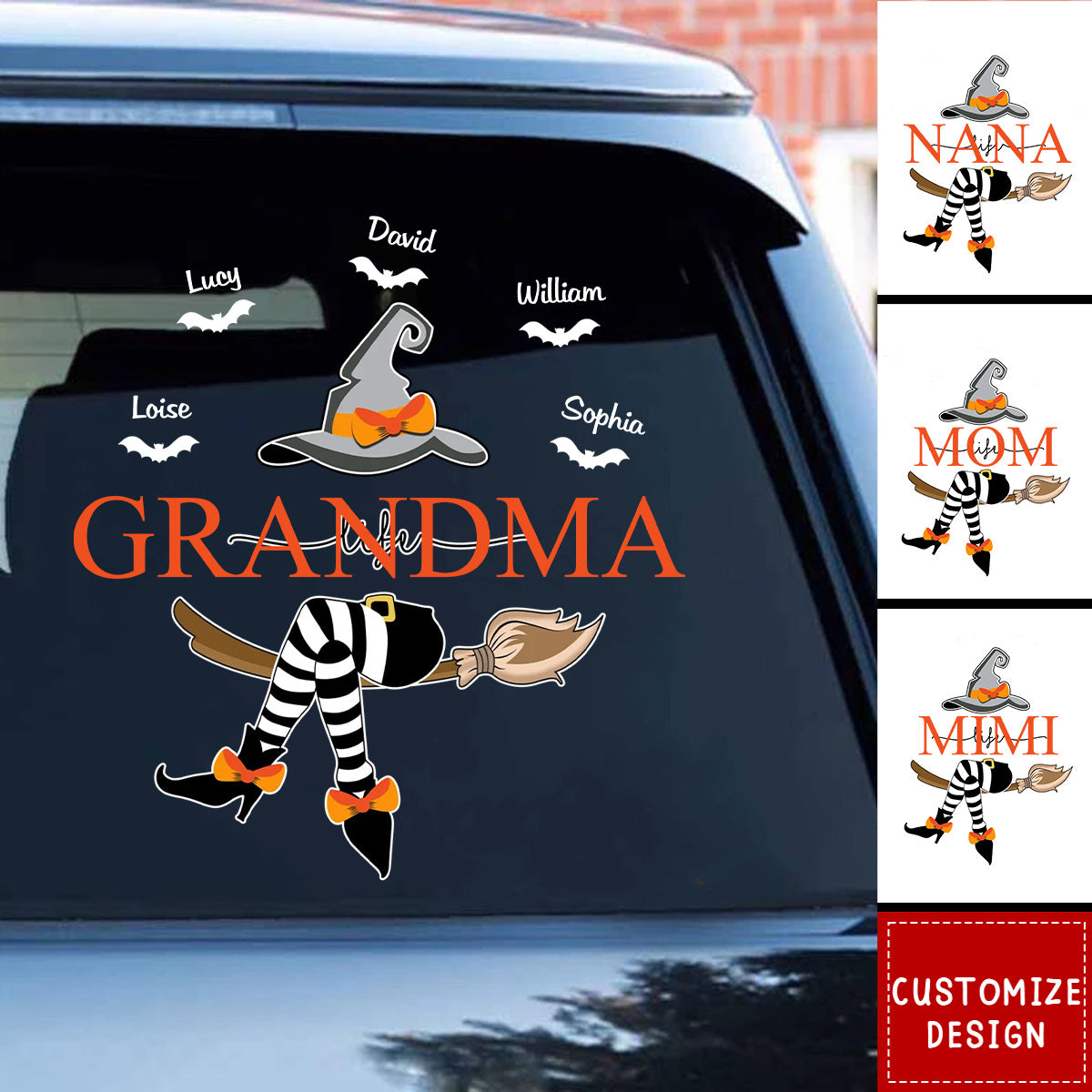 Grandma Life Witch On Broom Personalized Decal