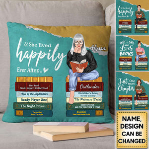 Girl Reading Book - Custom Book Titles, Personalized PILLOW/Pillow case-Great Gift Idea For Book Lovers