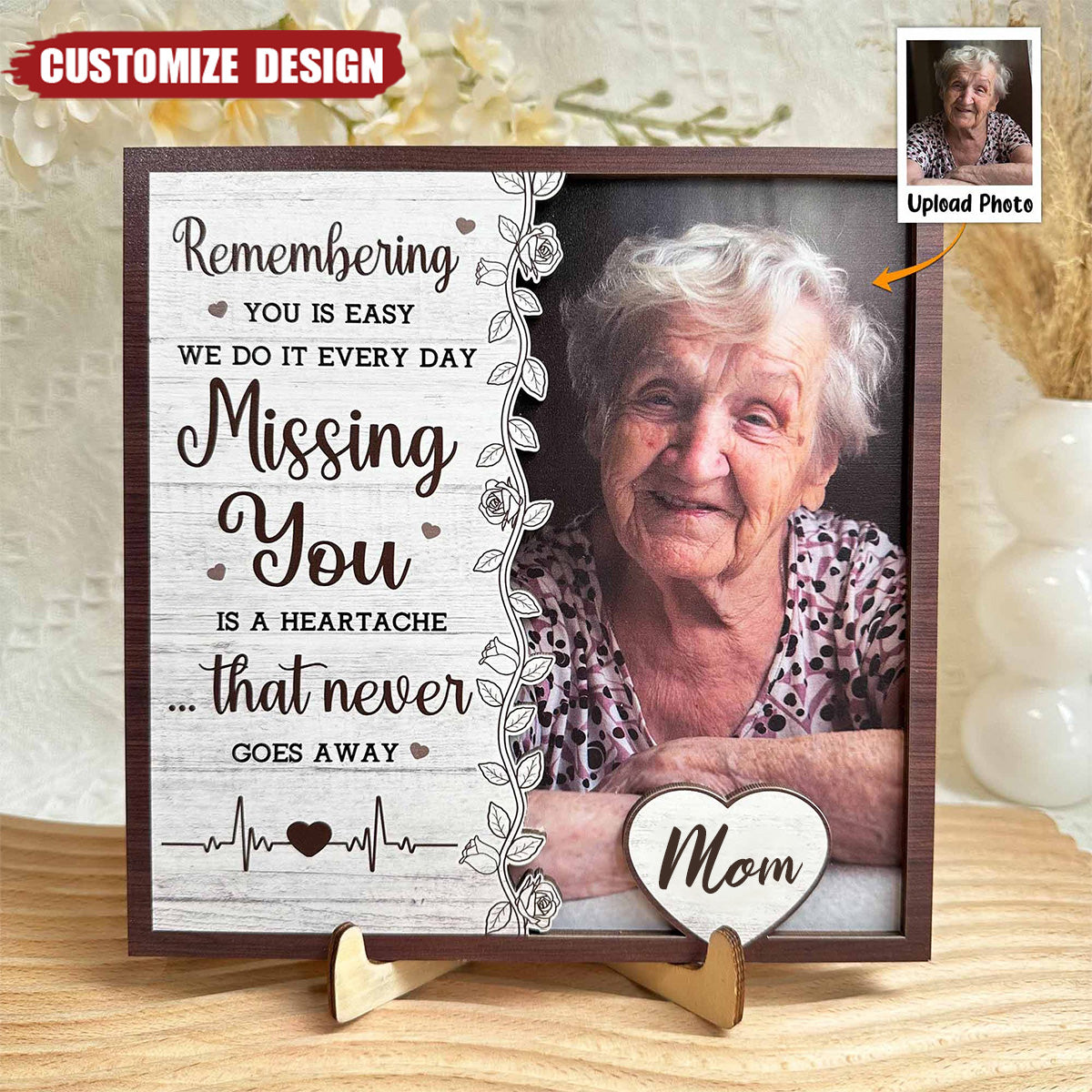 Missing You Is A Heartache - Personalized Wooden Photo Plaque