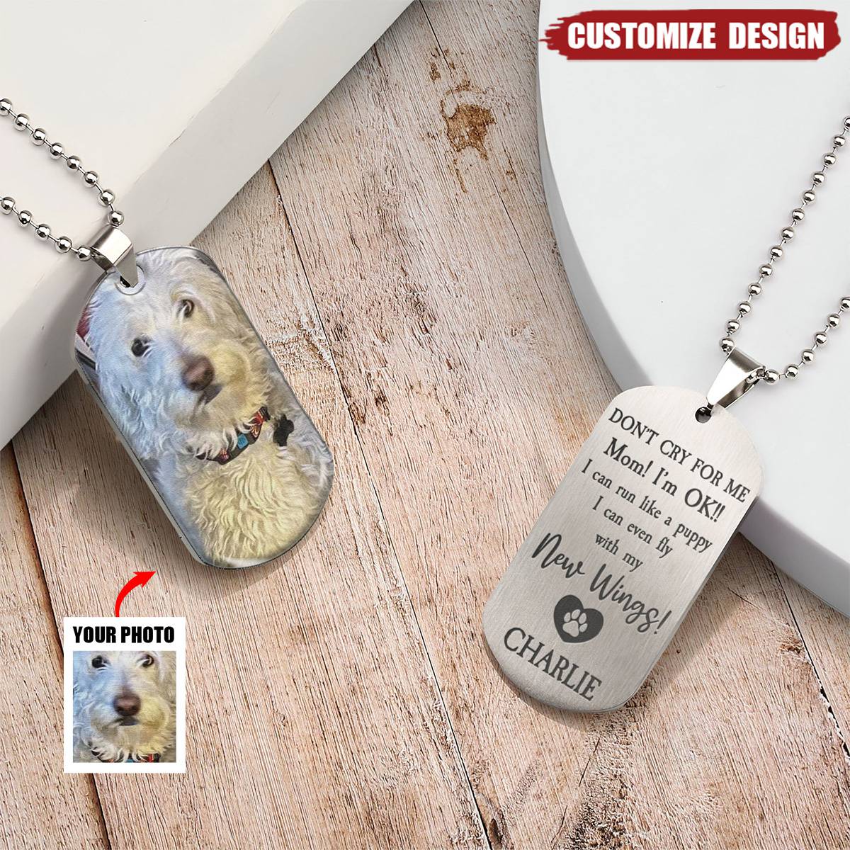 Don't Cry For Me - Personalized Photo Dog Tag Necklace