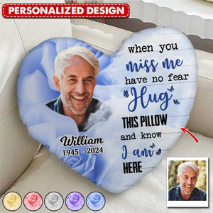 When You Miss Me Hug This Pillow-Personalized Memorial Upload Photo Pillow-Gift For Family And Friends