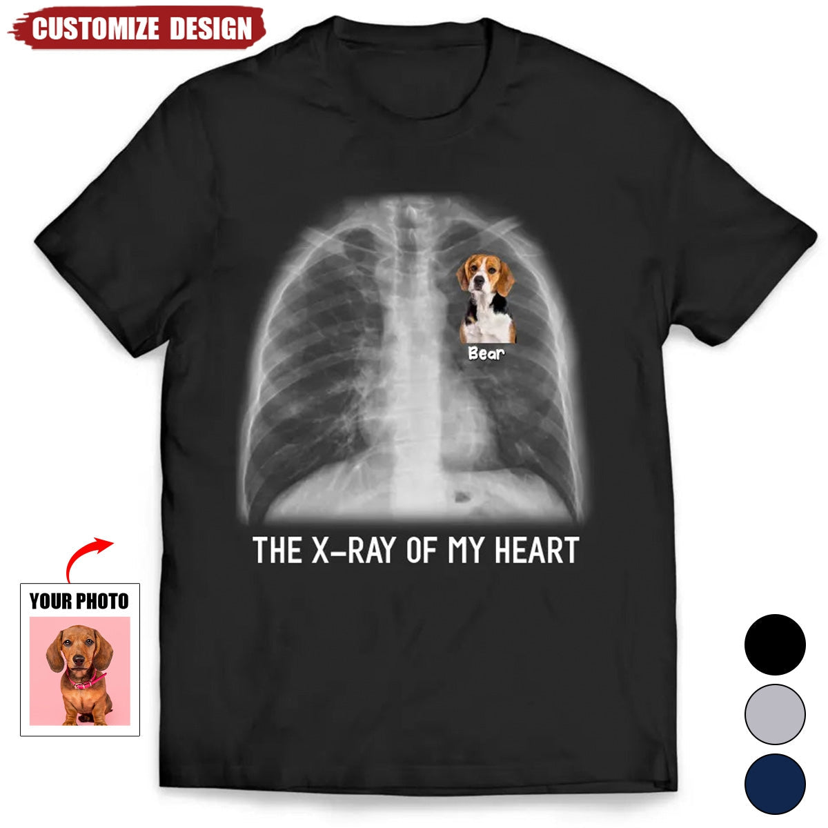 The X-ray Of My Heart Personalized T-Shirt, Gift For Dog Love