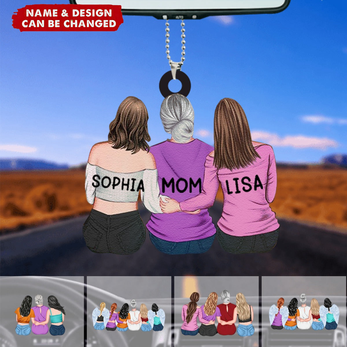 Personalized Mother & Daughter Sitting Together Acrylic Hanging Ornament
