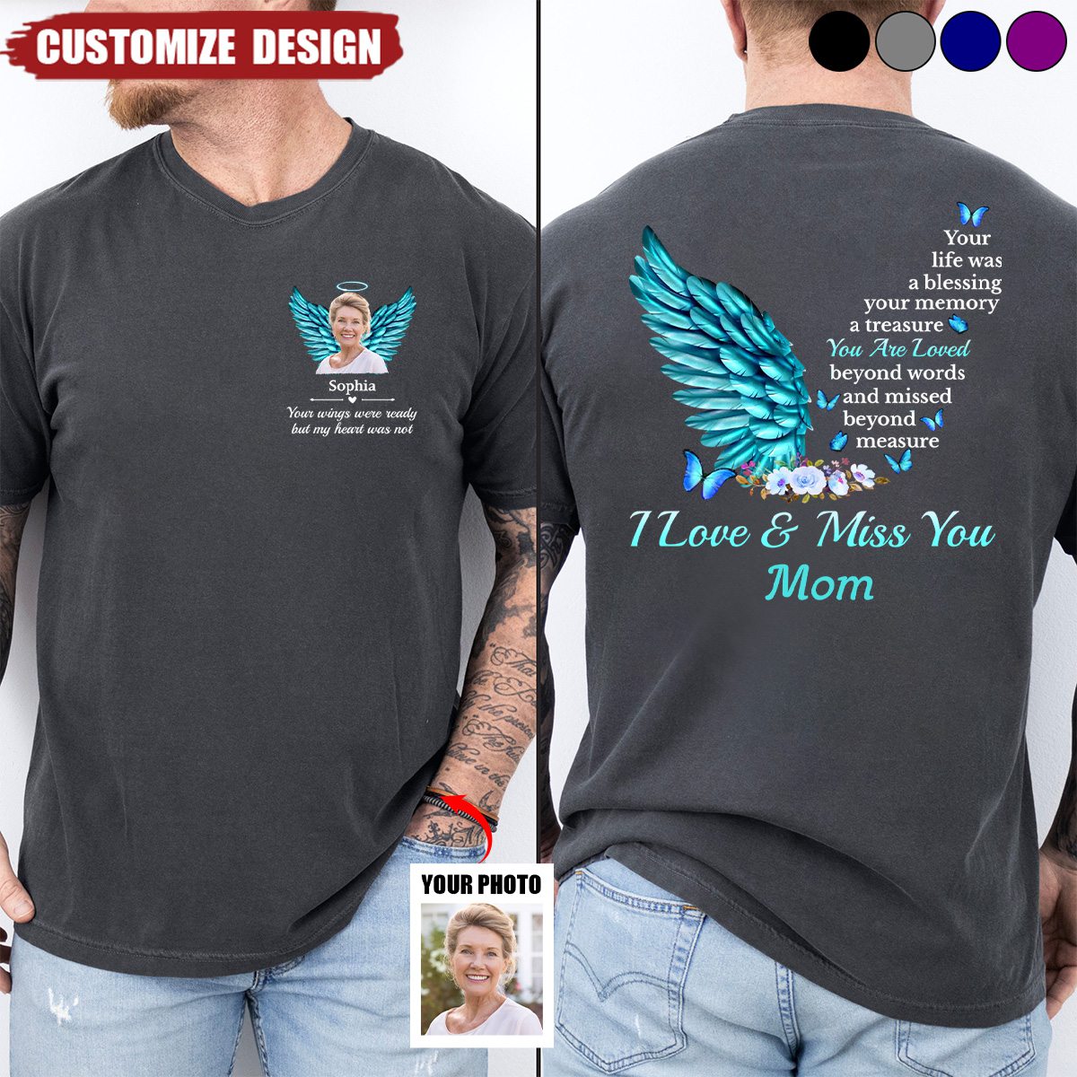 Custom Photo Your Life Was A Blessing, Your Memory A Treasure - Memorial Personalized Back And Front Printed Unisex T-shirt
