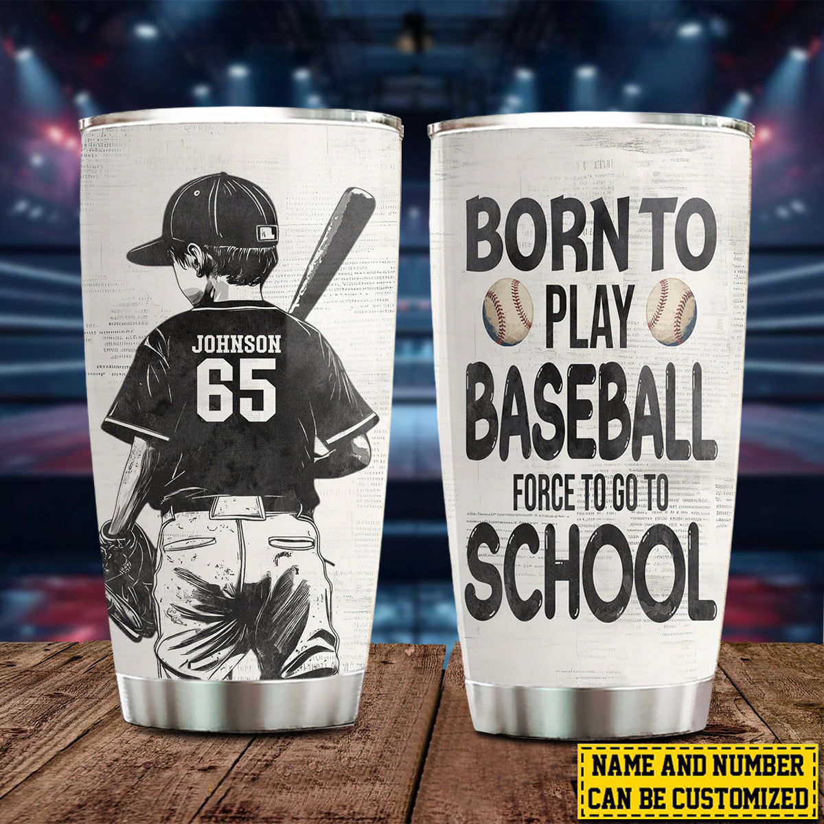 Personalized School Baseball Kid Tumbler, Born To Play Baseball Stainless Steel Tumbler Gift For Baseball Lovers