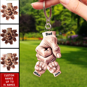 Happy Father‘s Day-Daddy/Grandpa Fist bump With Kids Personalized Acrylic Keychain