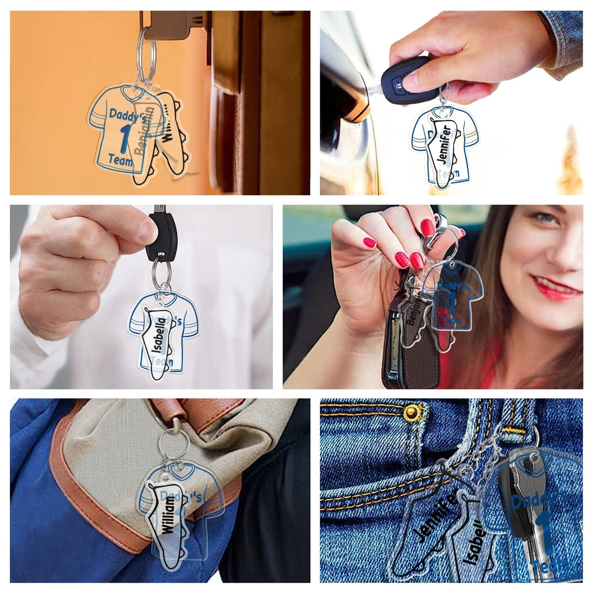 Daddy's Team - Gift For Father, Dad - Personalized Acrylic Tag Keychain