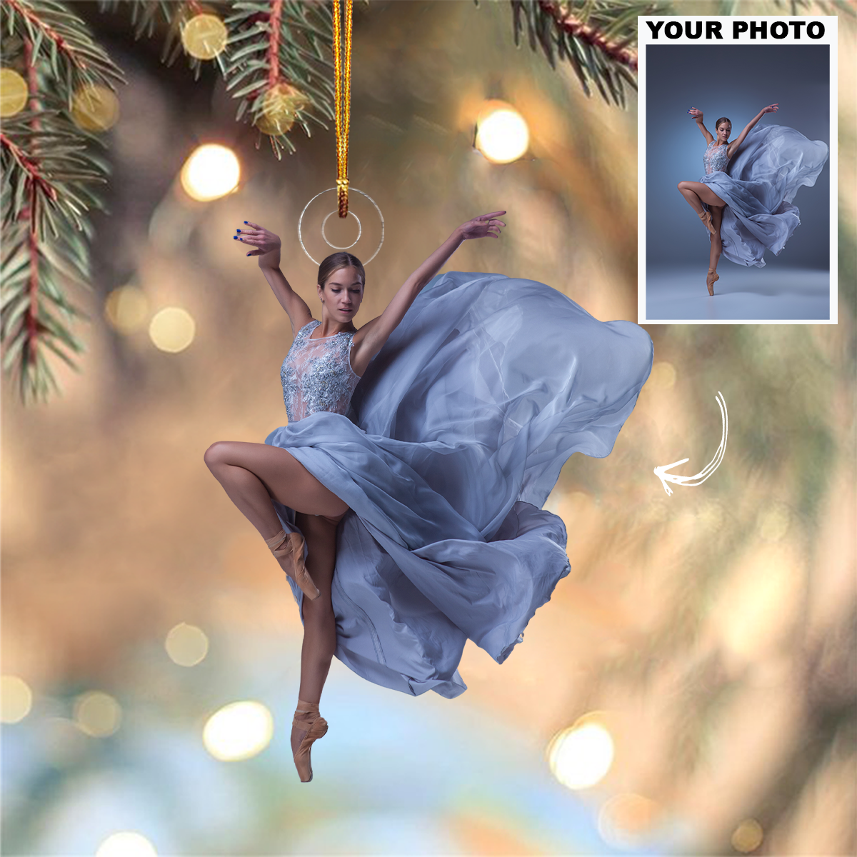 Personalized Ballet/Dancer Upload Photo Christmas Ornament