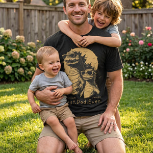 Personalized Best Dad Ever T-Shirt Father Day Gifts for Dad Funny Papa Tshirt Cool Daddy Dinosaur Tee