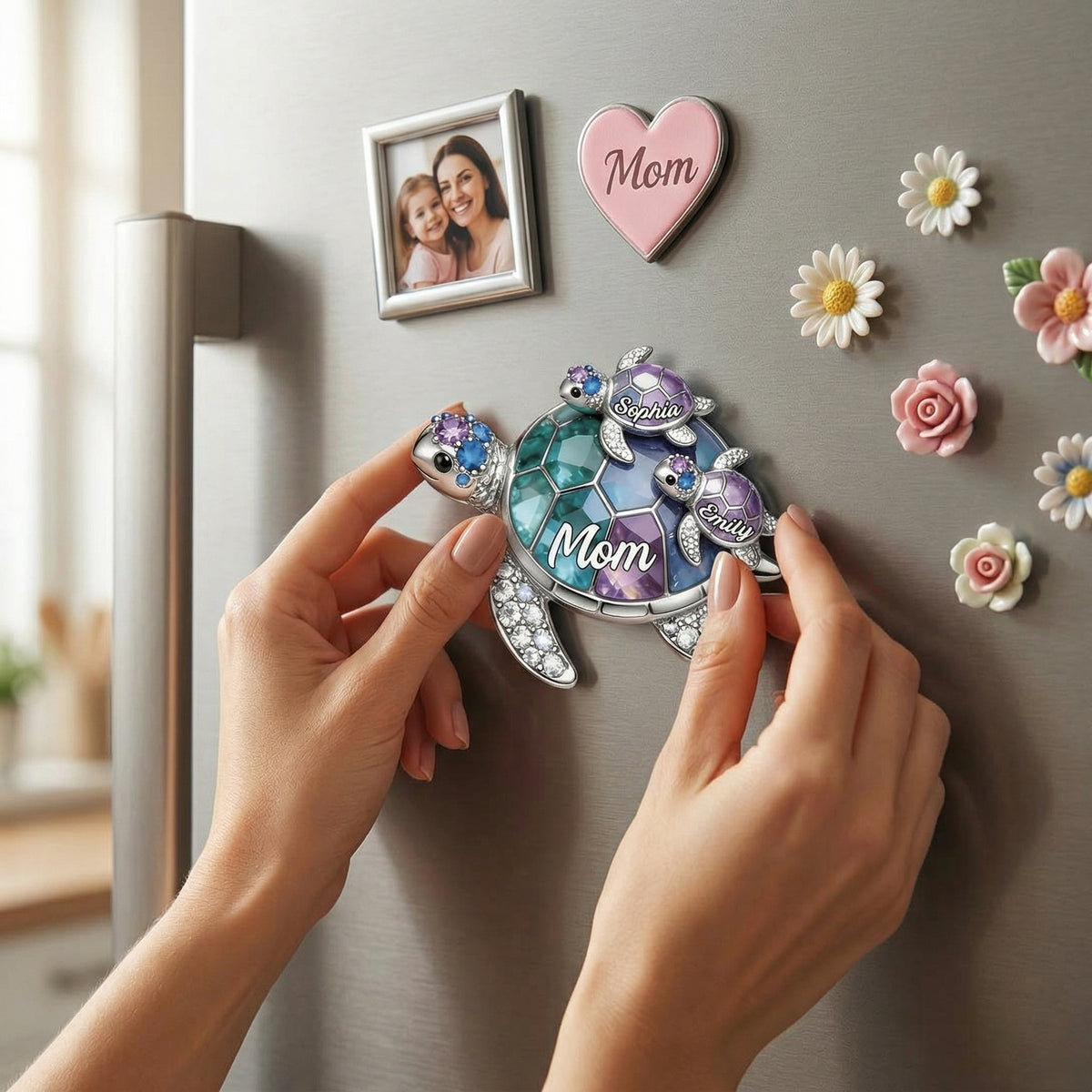 Personalized Grandma/Mom shaped Turtle Fridge Magnet-Gift For Mom and Grandma