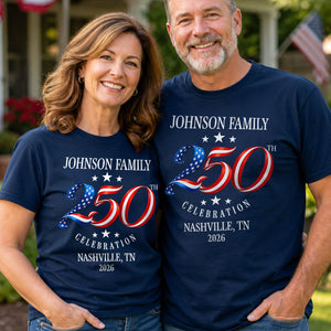 Family American 250th Anniversary 4th of July - Personalized Shirt - Family Matching Patriotic Crew Shirt