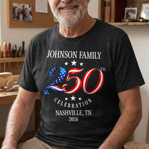 Family American 250th Anniversary 4th of July - Personalized Shirt - Family Matching Patriotic Crew Shirt