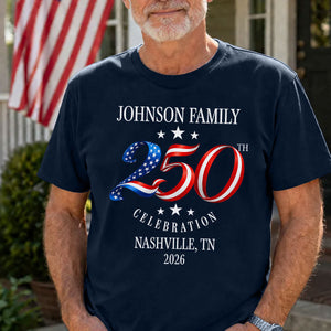 Family American 250th Anniversary 4th of July - Personalized Shirt - Family Matching Patriotic Crew Shirt