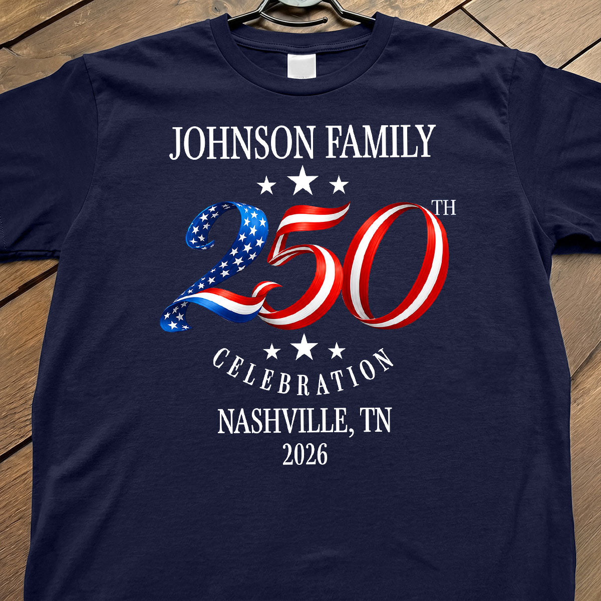 Family American 250th Anniversary 4th of July - Personalized Shirt - Family Matching Patriotic Crew Shirt